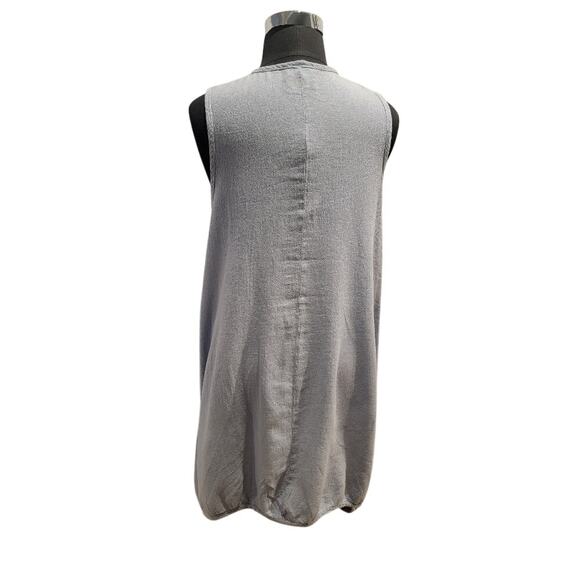 Oh My Gauze‎ Tunic Lagenlook Top Women's Sleeveless Crinkle Lightweight Lt Blue - Picture 4 of 13